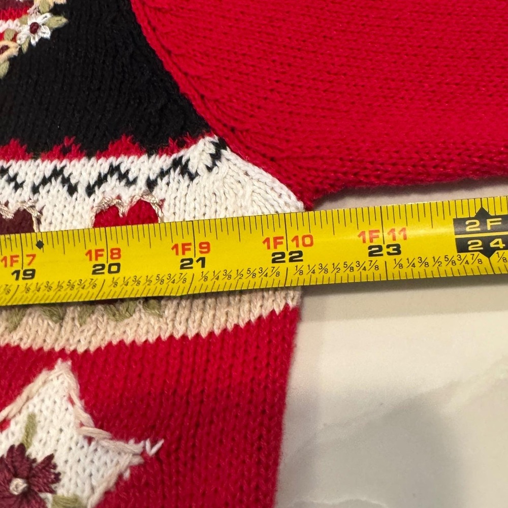 Heirloom Collectibles Cardigan Sweater Women L Red Patriotic Stars Flag Floral - Picture 5 of 6